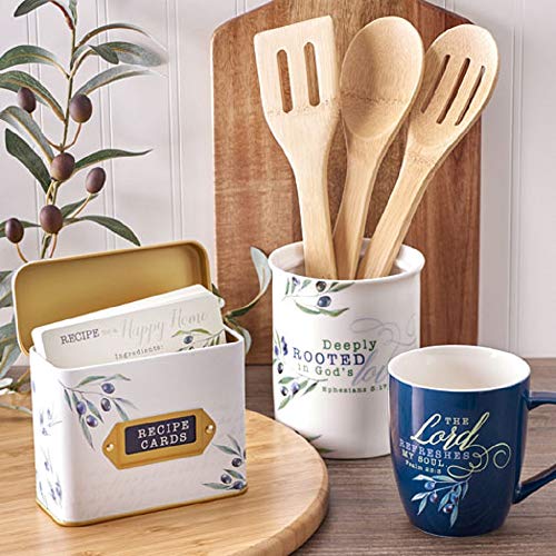 Christian Art Gifts Ceramic Coffee Mug with Olive Branch – 13 oz. Microwave-safe Inspirational Scripture Coffee & Tea Mug for Men & Women with Bible Verse: My Cup Overflows with Blessings –Psalms 23:5