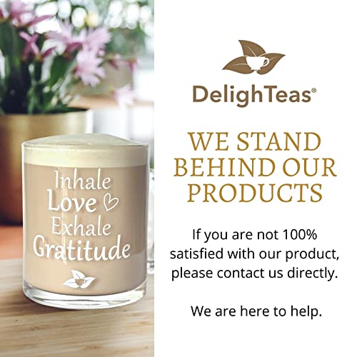 DelighTeas Inspirational Coffee/Tea Mug | 12oz Glass Cup with Handle | Positive Vibes Cup, Great Gift for Coffee Lovers, Tea Lovers, Family and Friends | White Gift Box Included