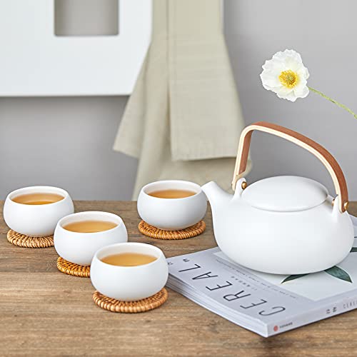 Modern Japanese Ceramic Tea Set with Cups