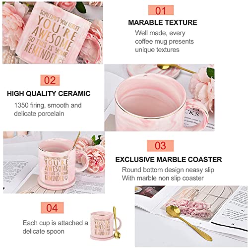 Thank You Gifts for Women, Sometimes You Forget You're Awesome Mug, Inspirational Encouragement Gifts for Women, Appreciation Congratulations Farewell Gifts for Her Women Coworkers Friends, 12 Oz Pink