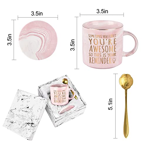 Thank You Gifts for Women, Sometimes You Forget You're Awesome Mug, Inspirational Encouragement Gifts for Women, Appreciation Congratulations Farewell Gifts for Her Women Coworkers Friends, 12 Oz Pink