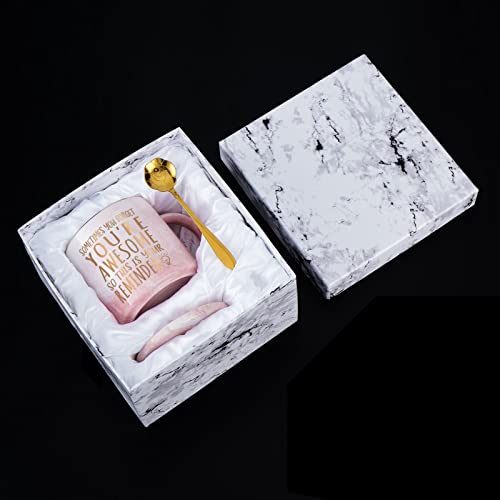 Thank You Gifts for Women, Sometimes You Forget You're Awesome Mug, Inspirational Encouragement Gifts for Women, Appreciation Congratulations Farewell Gifts for Her Women Coworkers Friends, 12 Oz Pink