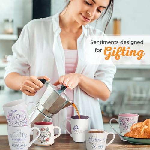 Christian Art Gifts Floral Pink Ceramic Coffee Mug – 14 oz. Lead and Cadmium-free Non-Toxic Inspirational Scripture Coffee and Tea Mug for Women with Bible Verse: Trust In The Lord – Proverbs 3:5