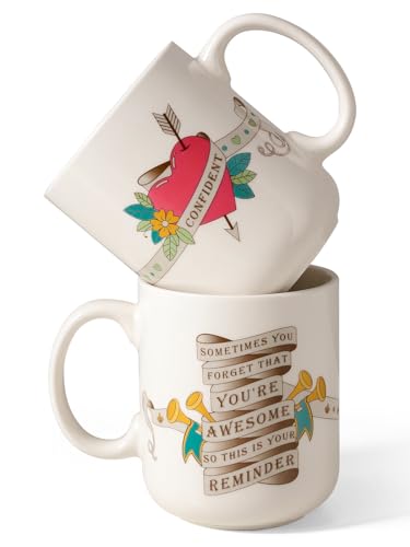 LIFVER 20 Ounces Coffee Mugs Set of 2, Large Ceramic Coffee Mugs with Handles for Coffee Tea Hot Cocoa, Valentines Day Gifts for him her, Inspirational Gifts for him her