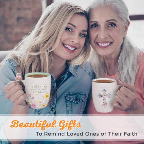 Christian Art Gifts Inspirational Ceramic Coffee & Tea Scripture Mug for Women: Trust in the Lord Encouraging Bible Verse, Microwave & Dishwasher Safe Lead-free, Multicolor Floral, Light Green, 12 oz.