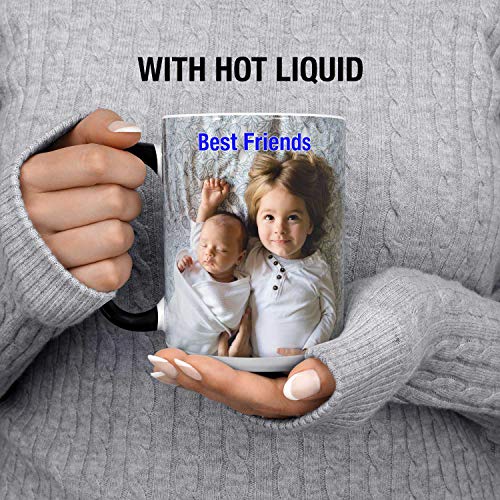 Personalized Color Changing Mug, Add Photo Text Logo Picture Image, 15oz Custom-ized Heat Sensitive Magic Tea-Cup, Gifts for Wife Husband Her Him Mom Birthday Wedding Anniversary Fathers Mothers Day
