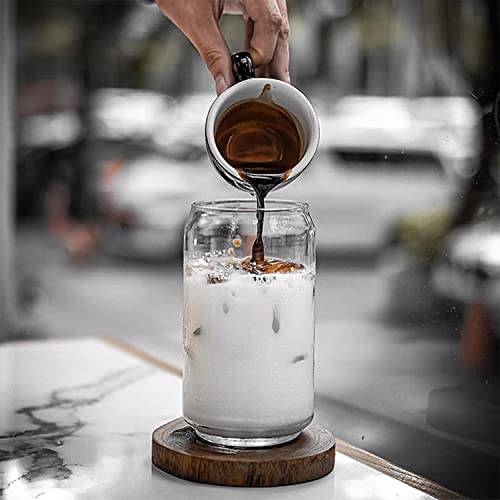 Haundry 10 pack Beer Glass Cups with Bamboo Lids and Straws, 16oz Can Glasses Drinking Glasses Set of 10, Glass Tumbler Cups for Iced Coffee, Beer, Soda, Tea, Smoothies