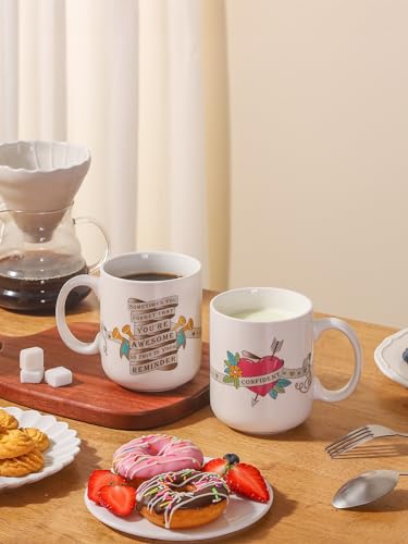 LIFVER 20 Ounces Coffee Mugs Set of 2, Large Ceramic Coffee Mugs with Handles for Coffee Tea Hot Cocoa, Valentines Day Gifts for him her, Inspirational Gifts for him her