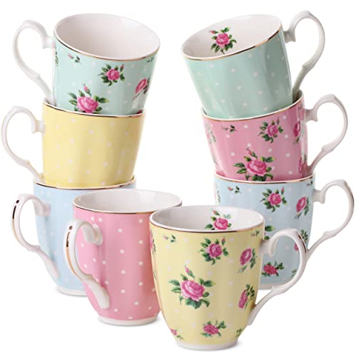 Floral Porcelain Coffee and Tea Mug Set