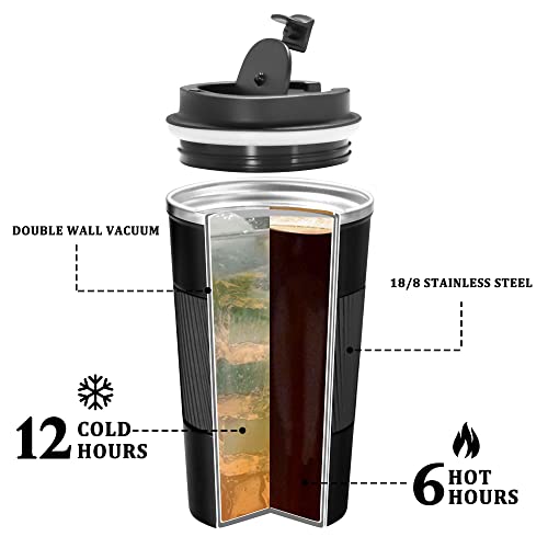 Insulated 14OZ Travel Coffee Mug - Black