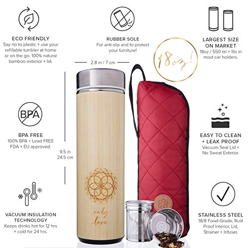Bamboo Insulated Travel Tumbler with Infuser