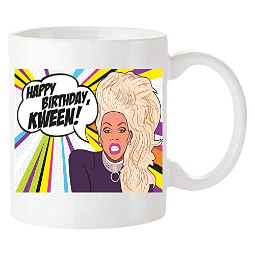Fonhark - RuPaul's Drag Race, Happy Birthday Kween! Inspired Coffee Mug, Reality TV Pop Culture, 11 Oz Novelty Coffee Mug/Cup, White