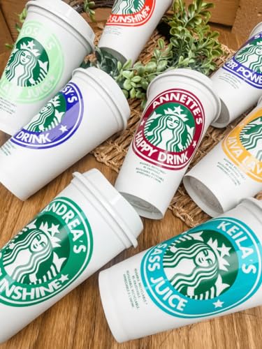 Personalized Authentic SB Reusable Coffee Cup 16 Ounces with Lid - Variety of Colors Available - Ships Free - BPA Free Plastic