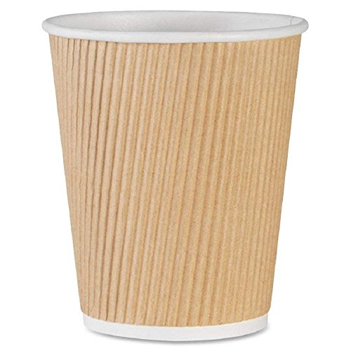 NYHI Set of 150 Ripple Insulated Kraft 12-oz Paper Cups – Coffee/Tea Hot Cups | Recyclable |3-Layer Rippled Wall For Better Insulation | Perfect for Cappuccino, Hot Cocoa, or Iced Drinks