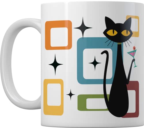 Mid Century Cat Mug - Funny Gift Idea