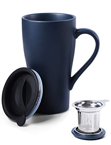 Royal Blue Tea Infuser Mug with 2 Lids