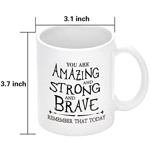 Cabtnca Thank You Gifts, Inspirational Gifts for Women, Men, Coworker, Nurse, Teacher, Best Friends, Encouragement Birthday Gifts for Women, You Are Amazing And Strong And Brave Mug 11Oz