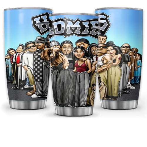 Lil Homie Chicano Tumbler Comic Book Characters Cup Nostalgic Pop Culture 20oz 30oz Coffee Travel Mug Mothers Fathers Day Christmas Birthday Gifts for Fans Women Men Friends