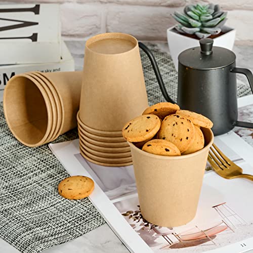 LITOPAK 100 Pack 10oz Kraft Paper Cups, Disposable Coffee Cups, Disposable Drinking Cups, Hot Coffee Cups, Paper Coffee Cups for Water, Coffee, Juice, and Tea.