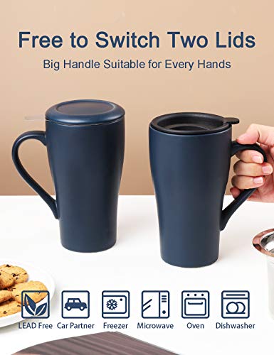Royal Blue Tea Infuser Mug with 2 Lids