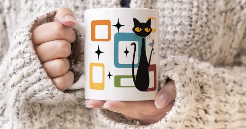 Mid Century Cat Mug - Funny Gift Idea