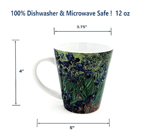 Aeisage Irises Mug Artistic Coffee Mugs Vincent Van Gogh Mug Dishwasher Safe Novelty Mug Floral Tea Cups Green Flower Porcelain Mug Aesthetic Gifts for Dad Mum Birthday