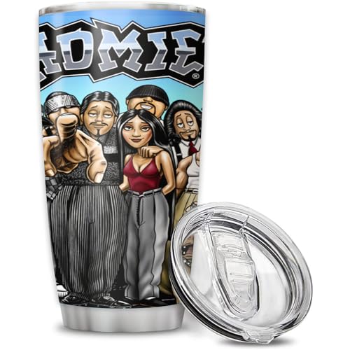 Lil Homie Chicano Tumbler Comic Book Characters Cup Nostalgic Pop Culture 20oz 30oz Coffee Travel Mug Mothers Fathers Day Christmas Birthday Gifts for Fans Women Men Friends