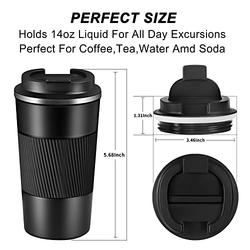 Insulated 14OZ Travel Coffee Mug - Black
