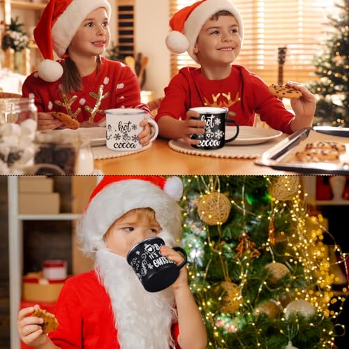 Yaomiao 9 Pcs Hot Cocoa Bar Enamel Mugs with Handles Christmas Coffee Mugs 12 oz Seasonal Enamel Cup Funny Novelty White and Red Tea Cups for Christmas (Mixed Style)