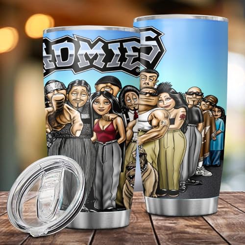 Lil Homie Chicano Tumbler Comic Book Characters Cup Nostalgic Pop Culture 20oz 30oz Coffee Travel Mug Mothers Fathers Day Christmas Birthday Gifts for Fans Women Men Friends