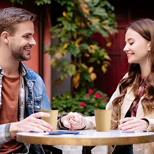 LITOPAK 100 Pack 10oz Kraft Paper Cups, Disposable Coffee Cups, Disposable Drinking Cups, Hot Coffee Cups, Paper Coffee Cups for Water, Coffee, Juice, and Tea.