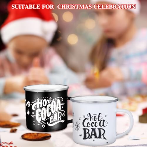 Yaomiao 9 Pcs Hot Cocoa Bar Enamel Mugs with Handles Christmas Coffee Mugs 12 oz Seasonal Enamel Cup Funny Novelty White and Red Tea Cups for Christmas (Mixed Style)