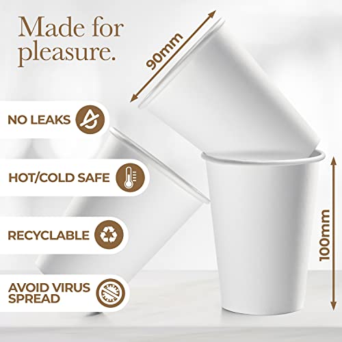 Disposable White Coffee Cups with Lids 10 oz (50 Pack) - To Go Paper Coffee Cups for Hot & Cold Beverages, Coffee, Tea, Hot Chocolate, Water, Juice - Eco Friendly Cups