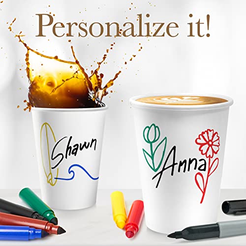 Disposable White Coffee Cups with Lids 10 oz (50 Pack) - To Go Paper Coffee Cups for Hot & Cold Beverages, Coffee, Tea, Hot Chocolate, Water, Juice - Eco Friendly Cups