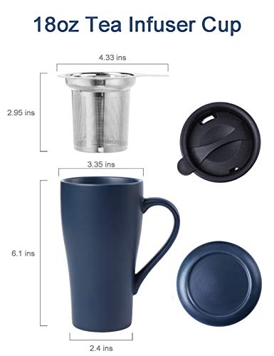 Royal Blue Tea Infuser Mug with 2 Lids