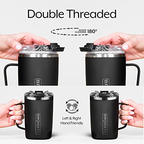 BrüMate Toddy - 16oz 100% Leak Proof Insulated Coffee Mug with Handle & Lid - Stainless Steel Coffee Travel Mug - Double Walled Coffee Cup (Onyx Leopard)