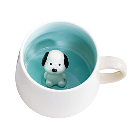 Biigming Dog Mug Animal Inside Mug 3D Ceramic Coffee Mug 12oz Coffee Cup Handmade Animal Figurine Holiday and Birthday Gift (Dog)