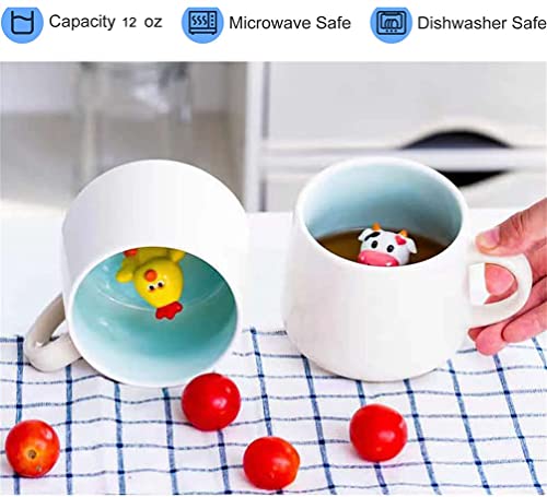 Biigming Dog Mug Animal Inside Mug 3D Ceramic Coffee Mug 12oz Coffee Cup Handmade Animal Figurine Holiday and Birthday Gift (Dog)