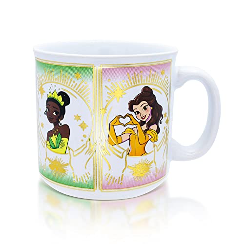 Silver Buffalo Disney Princess Mystic Tarot Card Featuring Cinderella, Ariel, Tiana, and Belle Ceramic Camper Mug, 20 Ounces