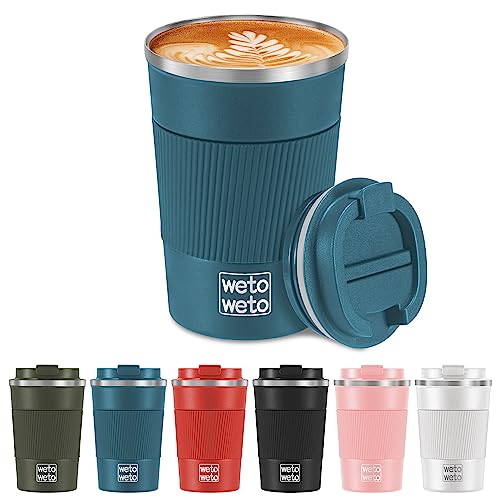 WETOWETO 12oz Stainless Steel Coffee Tumbler, Travel Coffee Mug, Insulated Coffee Mug with Lid, Spill Proof Coffee Cup, Portable Thermal Mug, Reusable Coffee Cup for Hot and Cold (Blue)