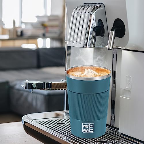 WETOWETO 12oz Stainless Steel Coffee Tumbler, Travel Coffee Mug, Insulated Coffee Mug with Lid, Spill Proof Coffee Cup, Portable Thermal Mug, Reusable Coffee Cup for Hot and Cold (Blue)