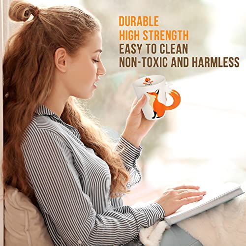 FRYSEFDFV Cute Cartoon Animal Shape Fox Porcelain Coffee Mugs Gifts For Women & Men, 12oz Funny White Ceramic Cups for Latte, Hot Tea, Cappuccino, Mocha, Cocoa