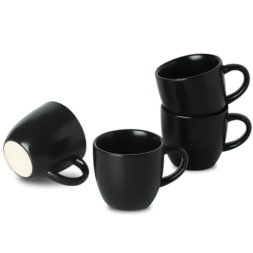 Set of 4 Black Ceramic Espresso Cups