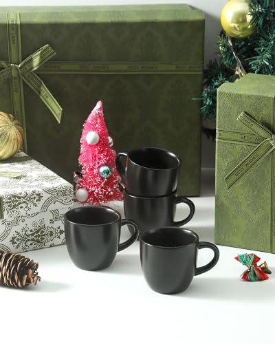 Set of 4 Black Ceramic Espresso Cups