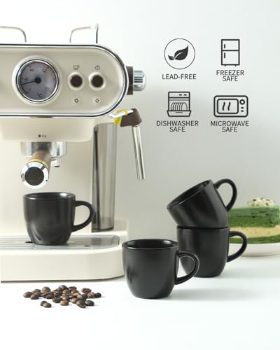 Set of 4 Black Ceramic Espresso Cups