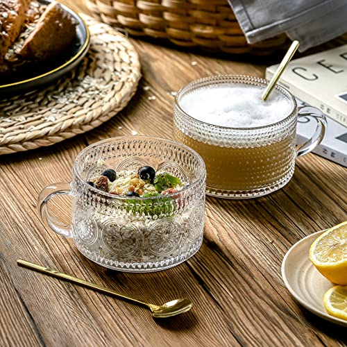 Gezzeny Vintage Glass Coffee Mugs Set of 2