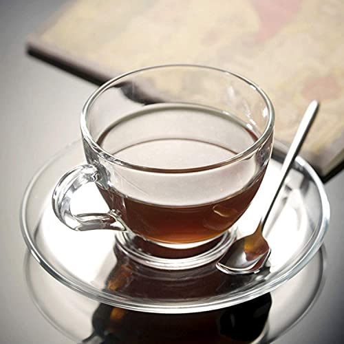 Tosnail 6-Pack Glass Tea Cups and Saucers