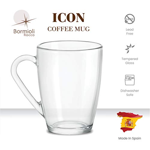 Bormioli Rocco Glass Coffee Mug Set, 6-Pack