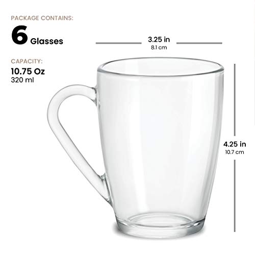 Bormioli Rocco Glass Coffee Mug Set, 6-Pack