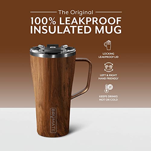 BrüMate Toddy 22oz 100% Leak Proof Insulated Coffee Mug with Handle & Lid - Stainless Steel Coffee Travel Mug - Double Walled Coffee Cup (Walnut)
